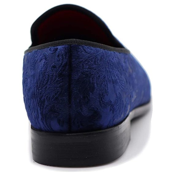 Men's Vintage Velvet Flower Designer Dress Loafers Slip On Classic Tuxedo 35 blu - Picture 7 of 7